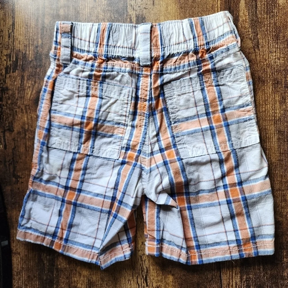 GYMBOREE White, orange and blue plaid shorts Size 18-24 mo
